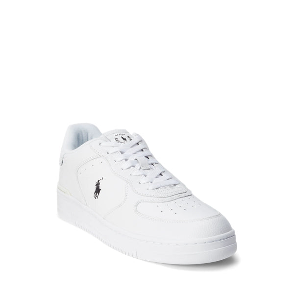 White sneaker with a brand logo on a white background