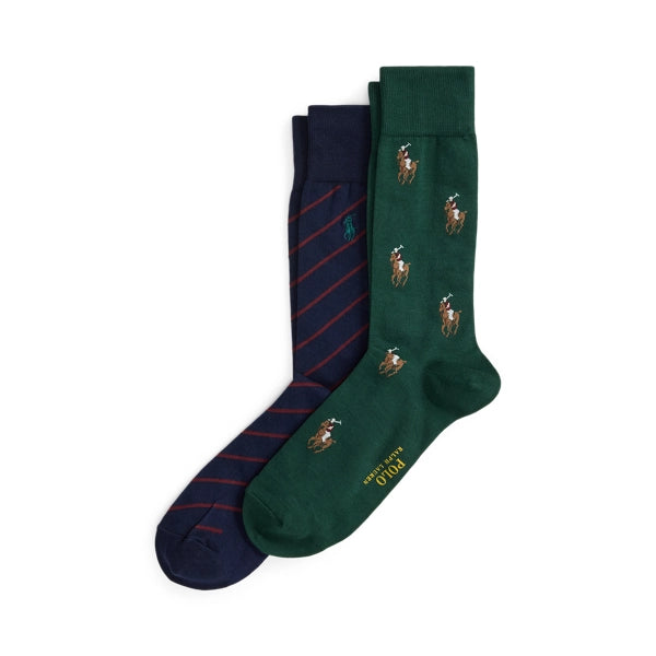 Ralph Lauren Pony & Striped 2 Pack Sock