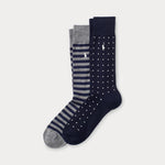 Ralph Lauren Dot Stripe 2 Pack Socks - Curtis & Dunne