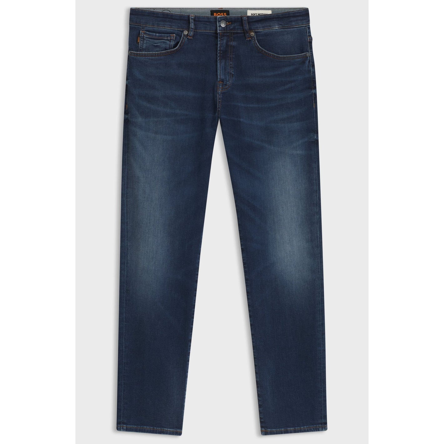Pair of dark blue jeans on a white background