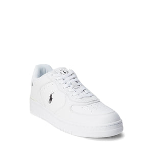 White sneaker with a brand logo on a white background