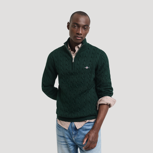 Gant Cotton Cable Half-Zip Sweatshirt