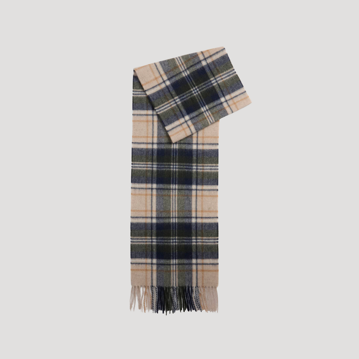 Barbour New Check Tartan Wool &amp; Cashmere Scarf