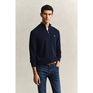 Gant Micro Textured Cotton Half Zip Knit