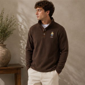 Ralph Lauren Bear Logo Button Up Sweatshirt