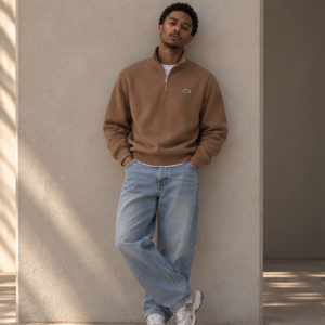 Lacoste Zippered Stand Up Collar Sweat