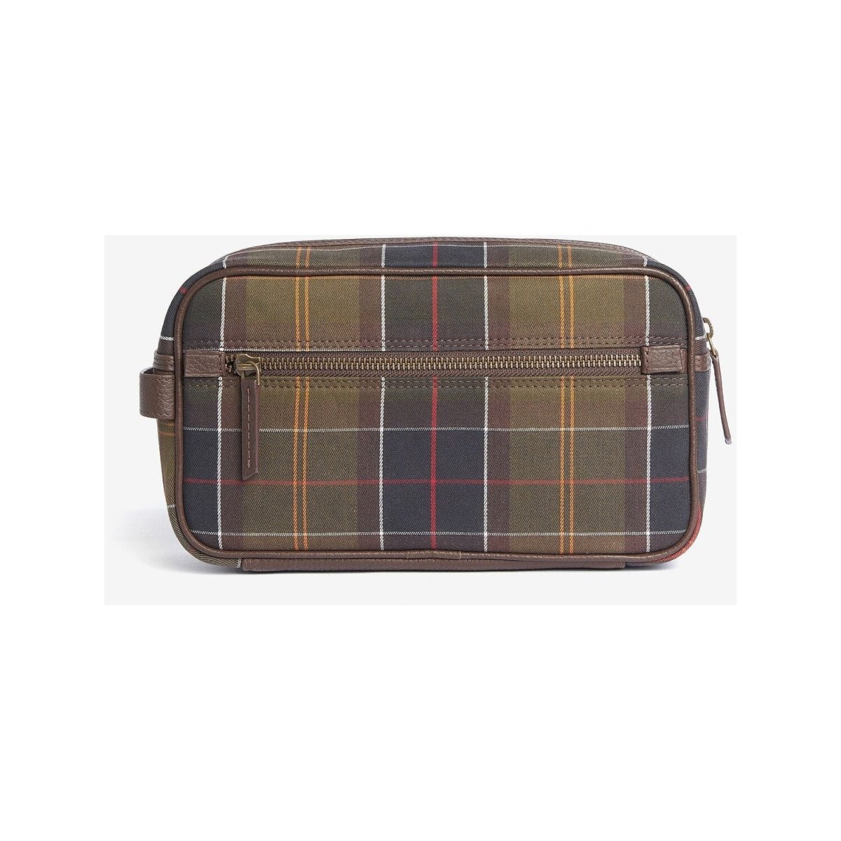 Barbour Tartan & Leather Washbag - Curtis & Dunne