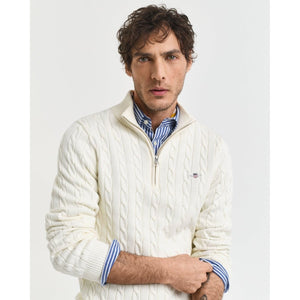 Gant Cotton Cable Half Zip Sweat - Curtis & Dunne