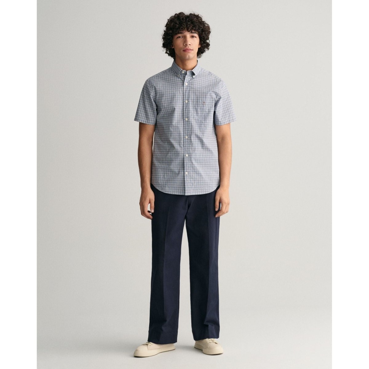 Gant Poplin Microcheck Short Sleeve Shirt - Curtis & Dunne