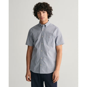 Gant Poplin Microcheck Short Sleeve Shirt - Curtis & Dunne