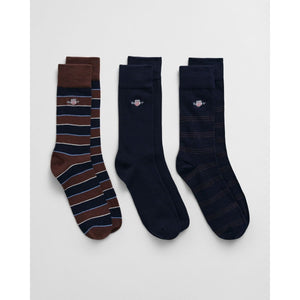 Gant Shield Tie Stripe 3 Pack Socks - Curtis & Dunne