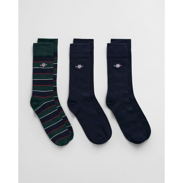 Gant Shield Tie Stripe 3 Pack Socks - Curtis & Dunne