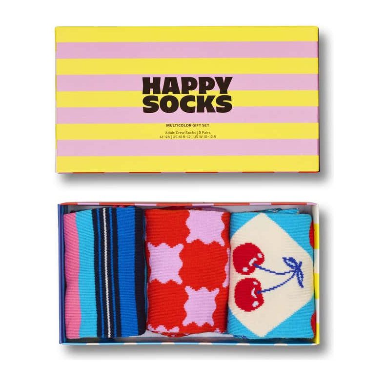 Happy Socks 3 Pack Checks & Stripes Gift Set - Curtis & Dunne