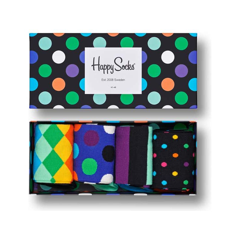 Happy Socks 4 Pack Black Week Big Dot Socks Gift Set - Curtis & Dunne