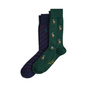 Ralph Lauren Pony & Striped 2 Pack Sock