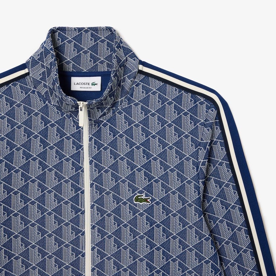 Lacoste Paris Jacquard Monogram Zipped Sweater - Curtis & Dunne